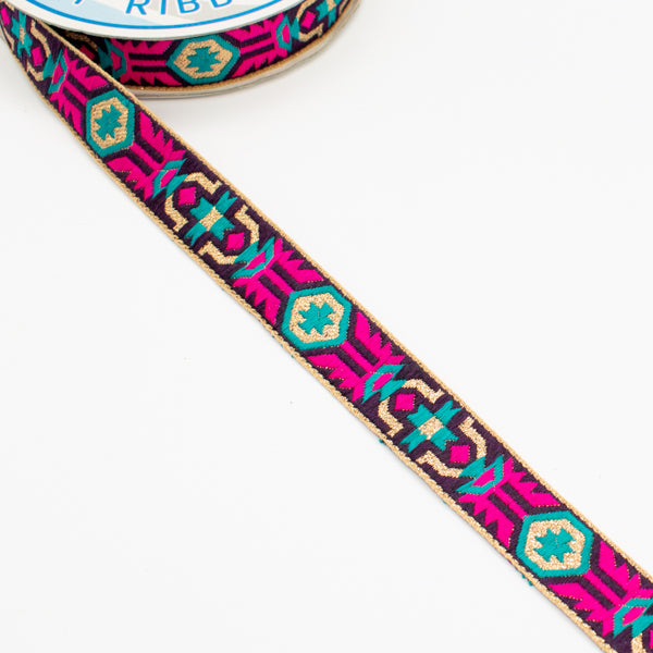 Embroidered Fancy Jacquard Ribbon-2cm