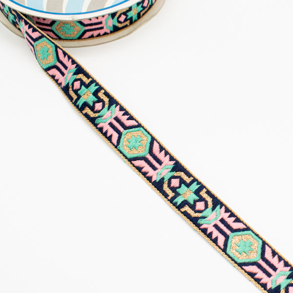 Embroidered Fancy Jacquard Ribbon-2cm