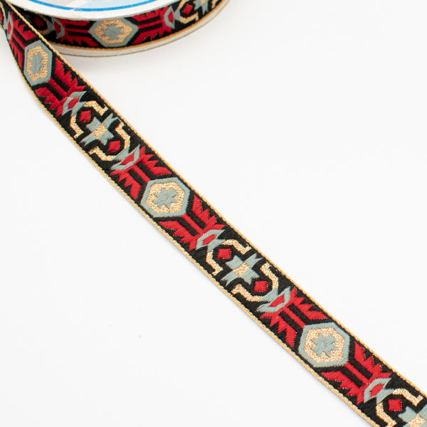 Embroidered Fancy Jacquard Ribbon-2cm