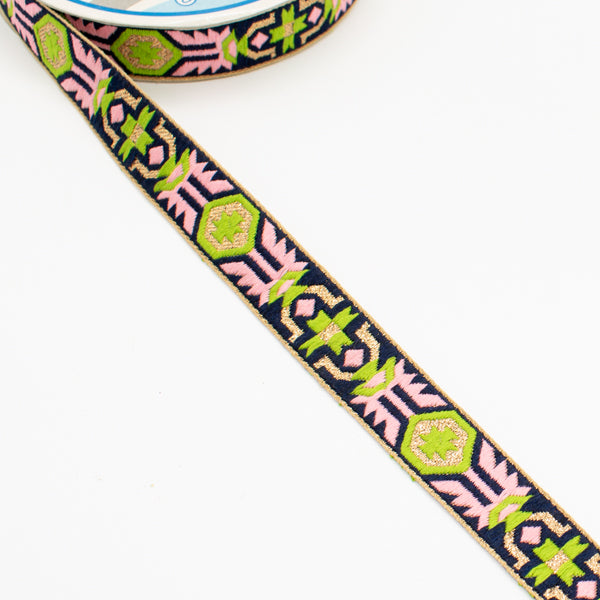 Embroidered Fancy Jacquard Ribbon-2cm