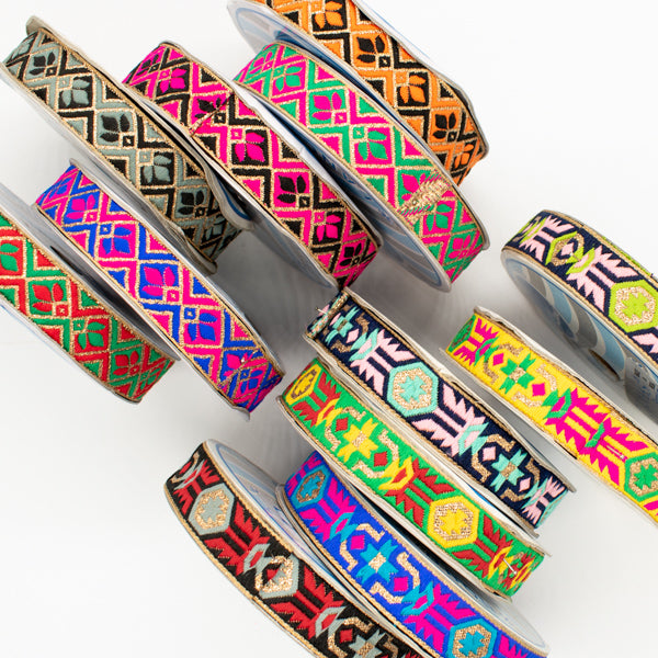 Embroidered Fancy Jacquard Ribbon-2cm