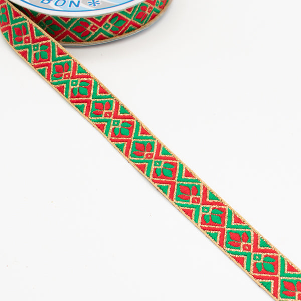 Embroidered Fancy Jacquard Ribbon-2cm