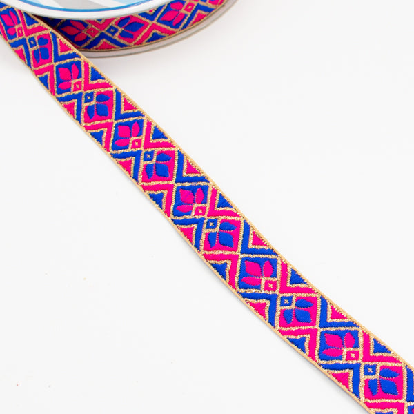 Embroidered Fancy Jacquard Ribbon-2cm