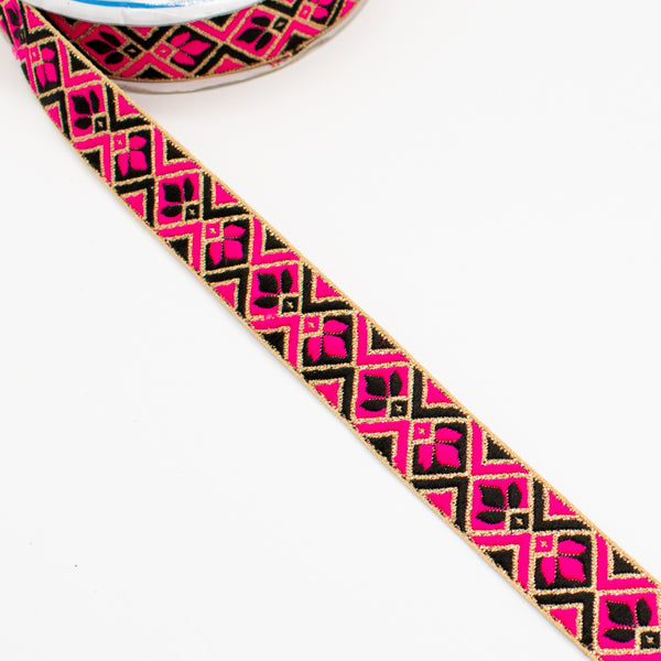 Embroidered Fancy Jacquard Ribbon-2cm