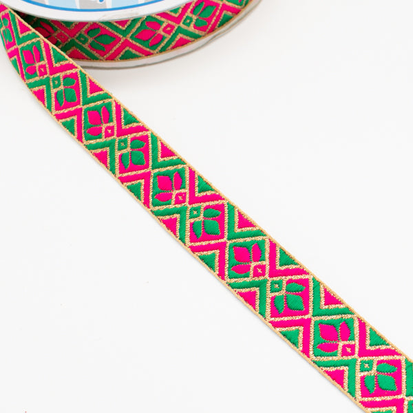 Embroidered Fancy Jacquard Ribbon-2cm