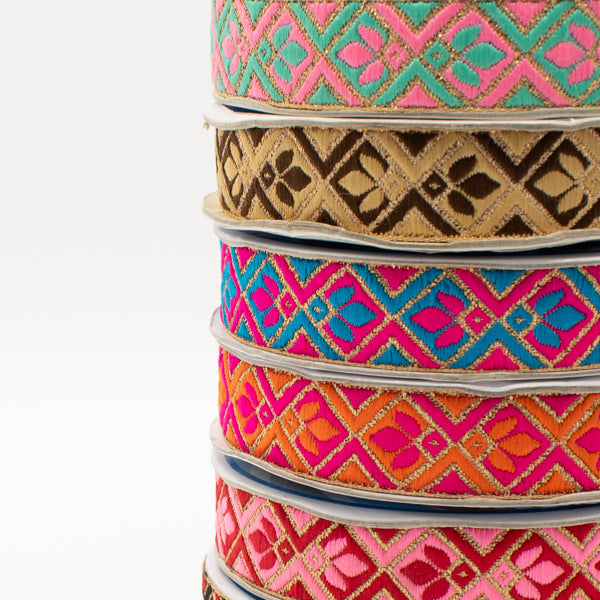 Embroidered Fancy Jacquard Ribbon-2cm