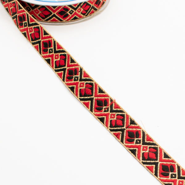 Embroidered Fancy Jacquard Ribbon-2cm