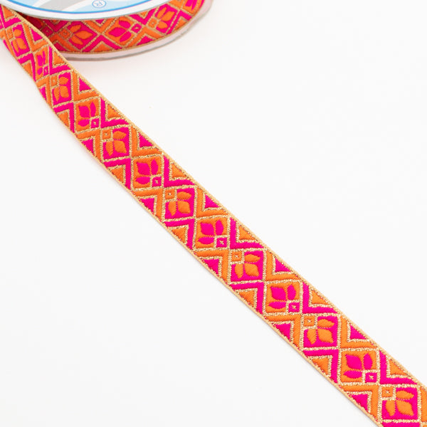 Embroidered Fancy Jacquard Ribbon-2cm