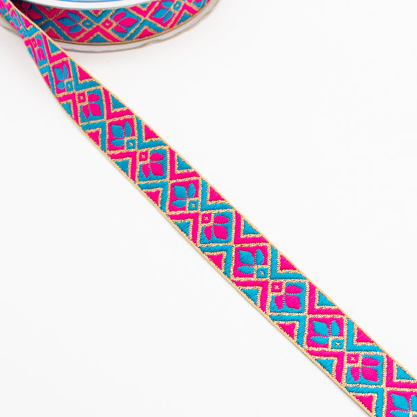 Embroidered Fancy Jacquard Ribbon-2cm