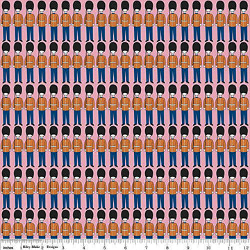 Riley Blake Designs Fat Quarter British Invasion Foot Guards Soldiers on Pink Cotton Prints