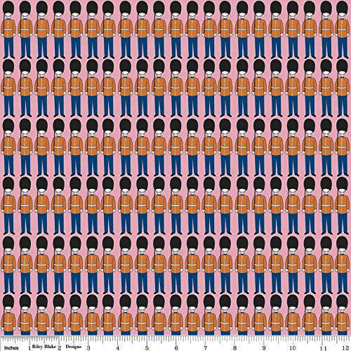 Riley Blake Designs Fat Quarter British Invasion Foot Guards Soldiers on Pink Cotton Prints