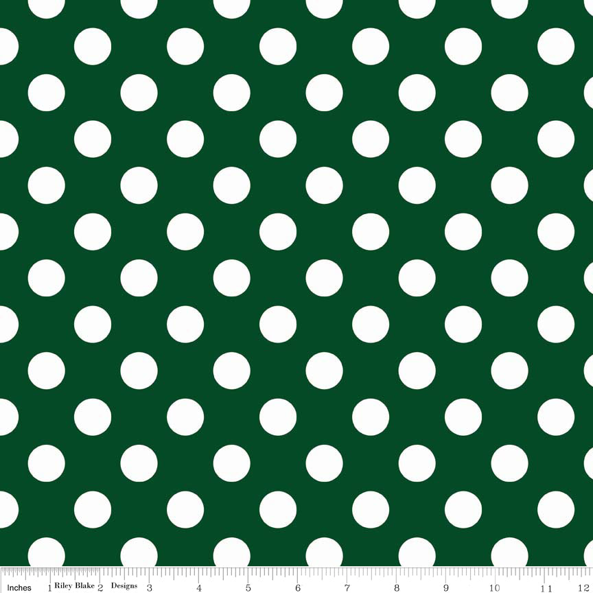 Riley Blake Designs White Dots on Green Cotton Prints