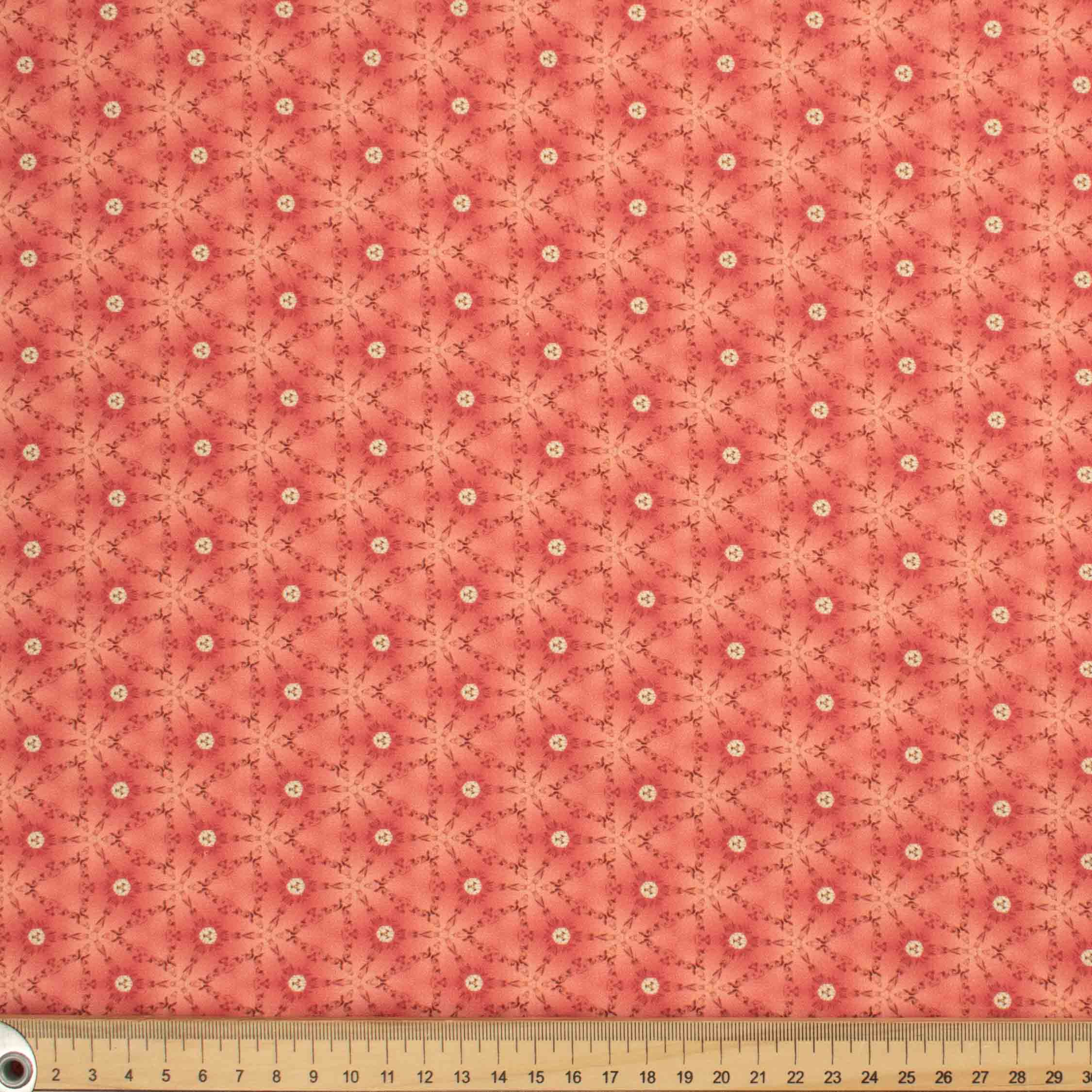 Ruby Red Collection #11 Coral Geometric Floral Cotton Prints
