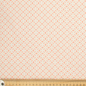 Ruby Red Collection #06 Pink Geometric Floral on Cream Cotton Prints