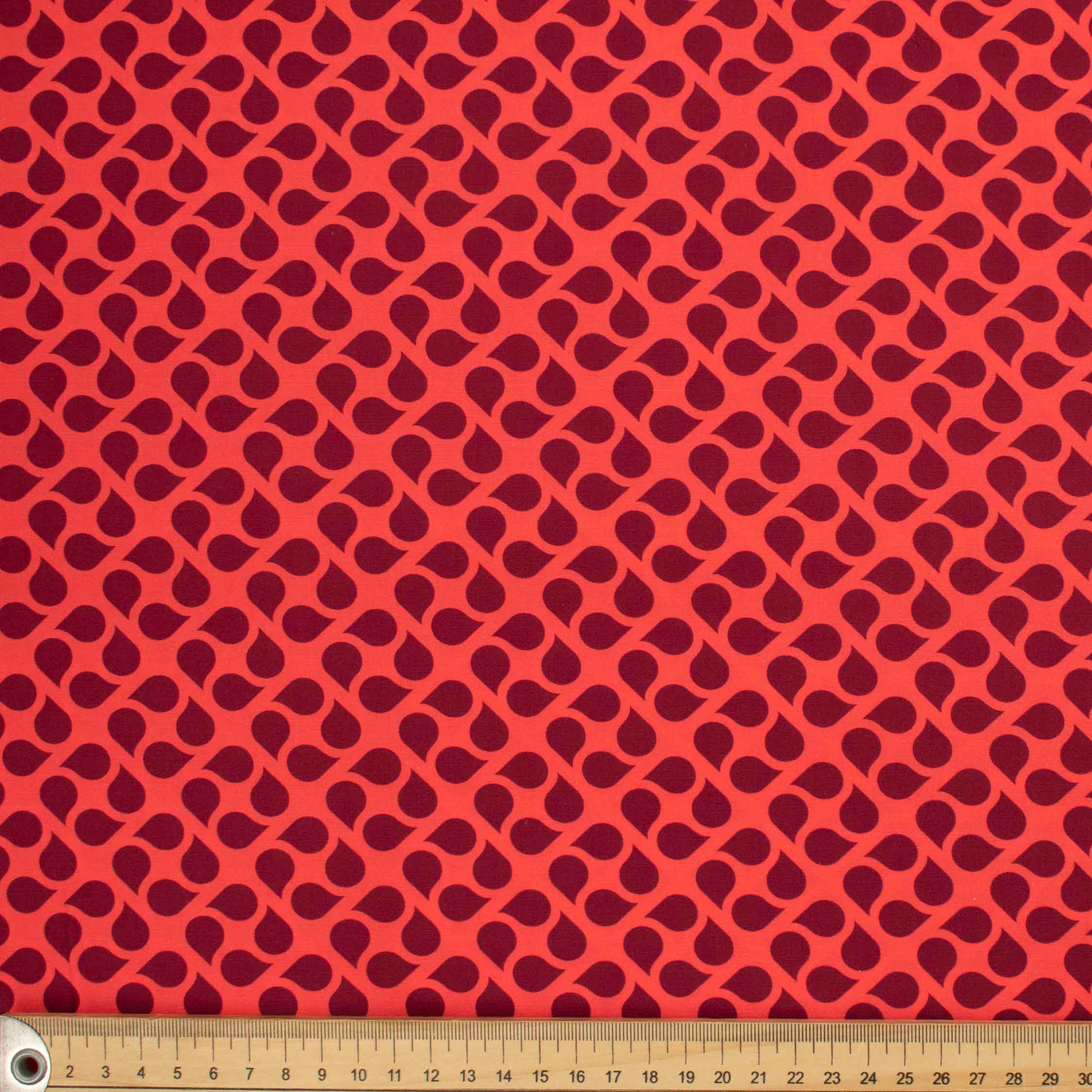 Ruby Red Collection #15 Maroon Teardrop Shape on Red Cotton Prints