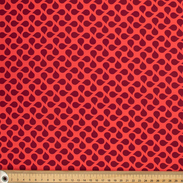 Ruby Red Collection #15 Maroon Teardrop Shape on Red Cotton Prints