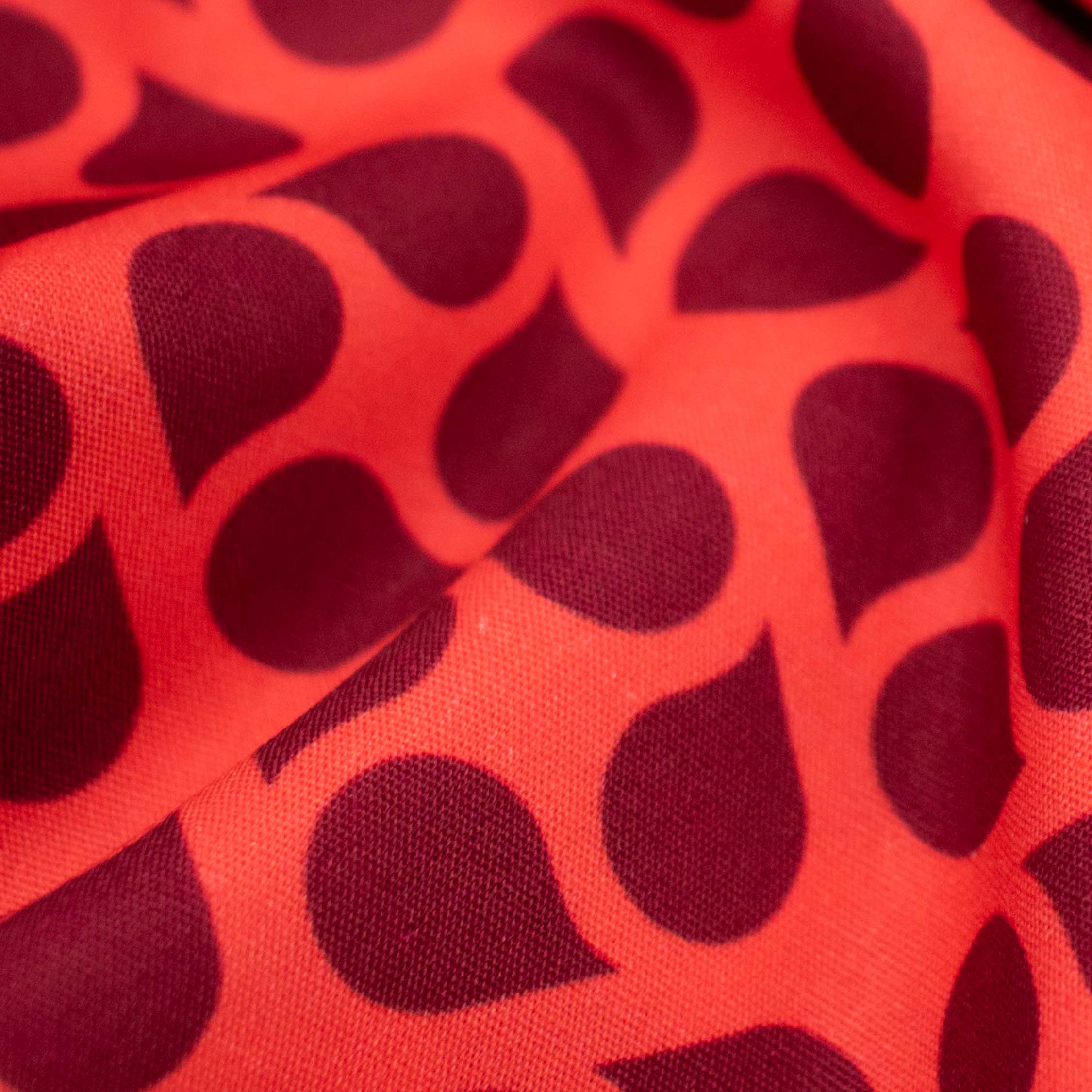 Ruby Red Collection #15 Maroon Teardrop Shape on Red Cotton Prints