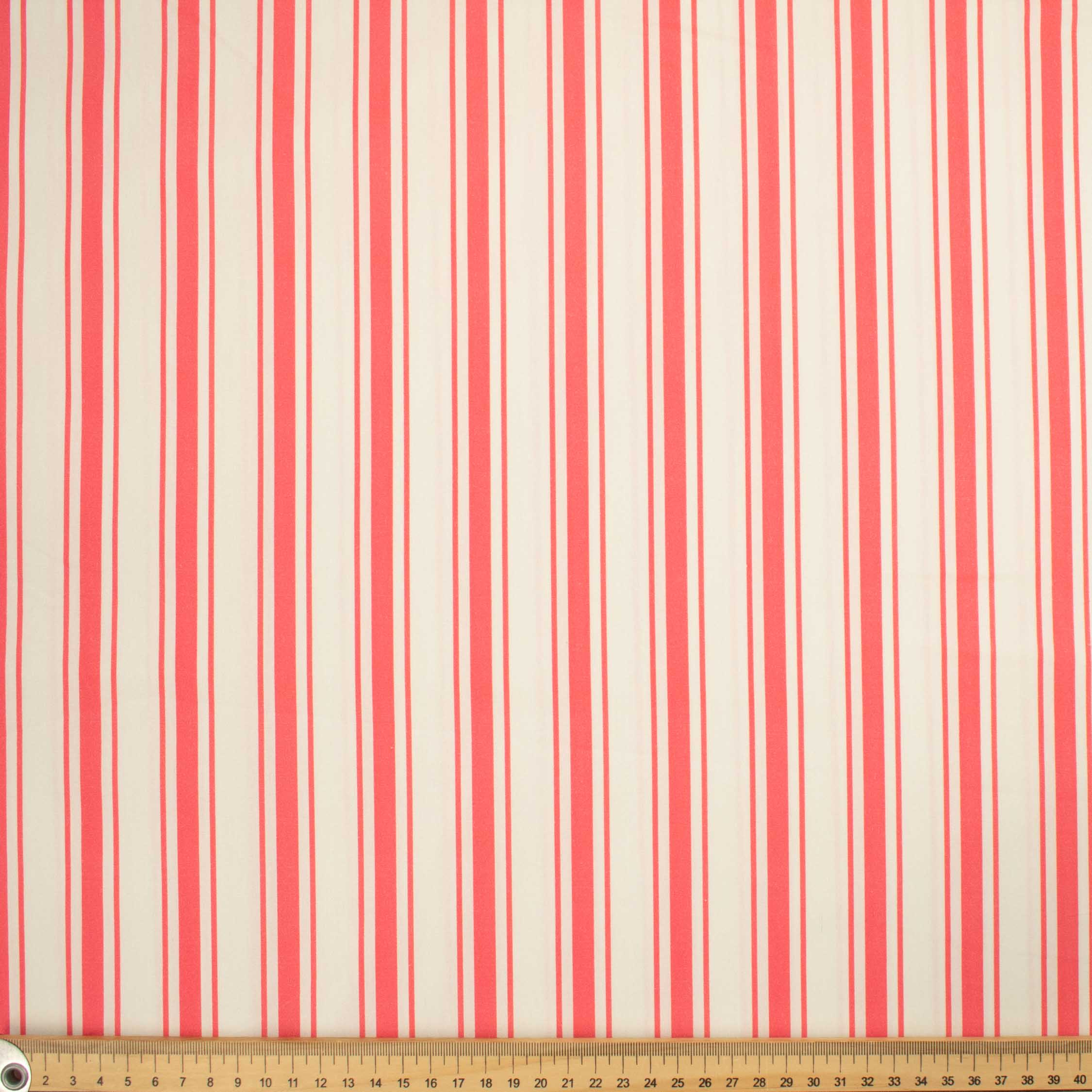 Ruby Red Collection #16 Cream & Pink Stripes Cotton Prints