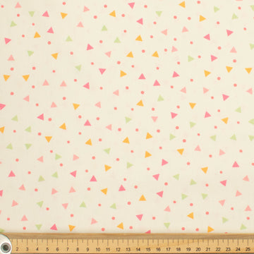 Ruby Red Collection #08 Multicolour Triangles on Pale Yellow Cotton Prints