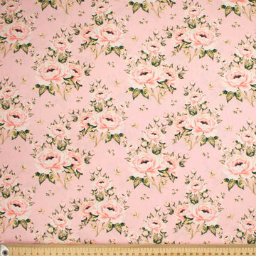 Ruby Red Collection #01 Large Rose Floral on Pink Cotton Prints