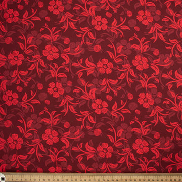 Ruby Red Collection #05 Red Floral on Maroon Cotton Prints