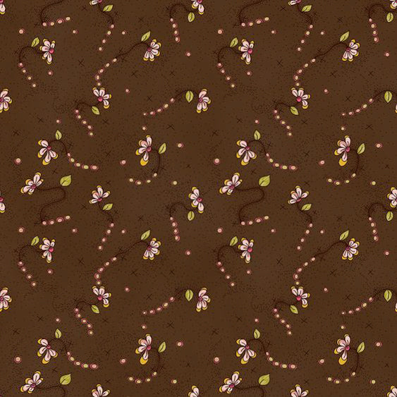 Stof Fabrics La Vie est Belle Vine on Brown-4 Cotton Prints
