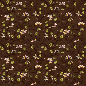 Stof Fabrics La Vie est Belle Vine on Brown-1 Cotton Prints