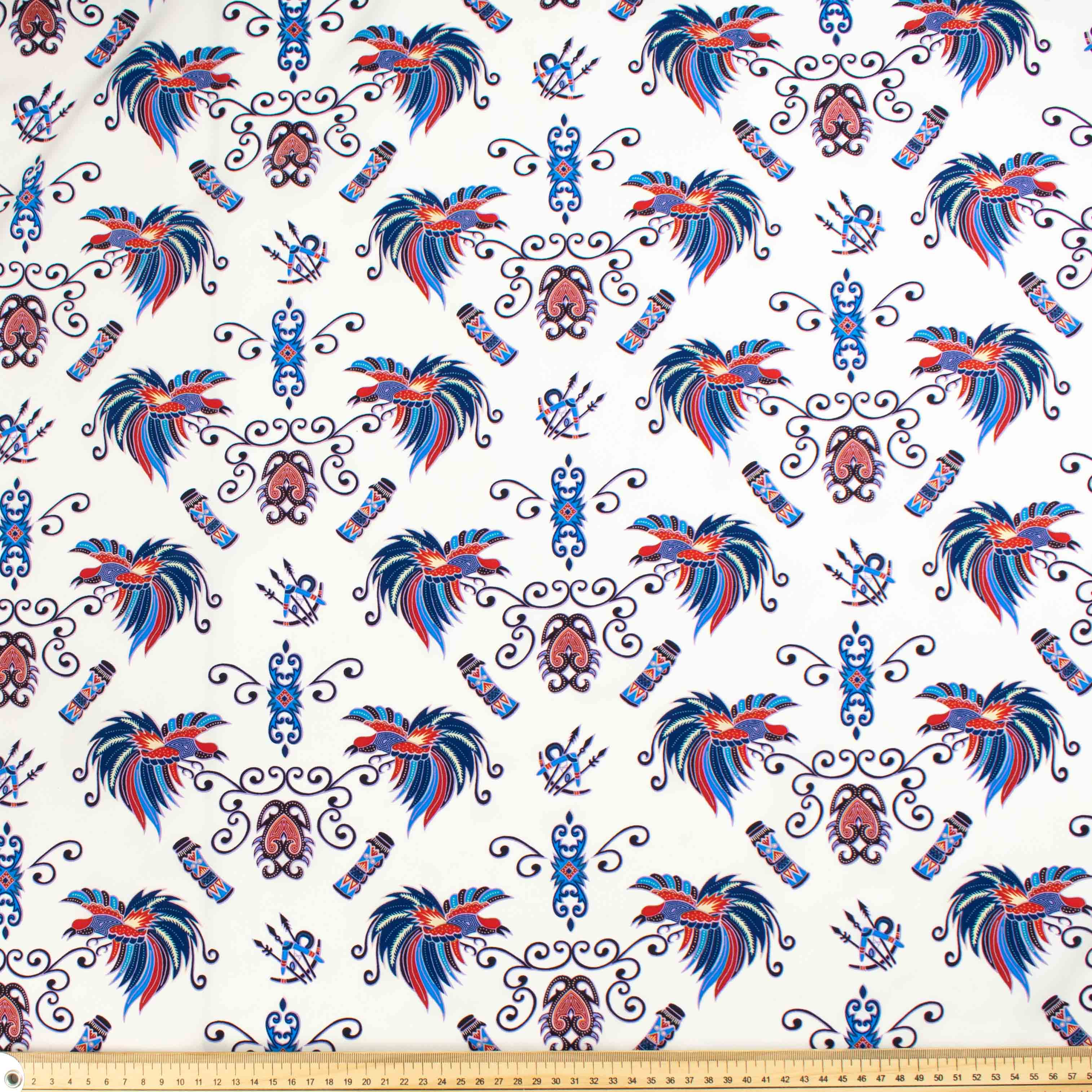 Sahara Printed Crepe Design-664 Blue Birds on White