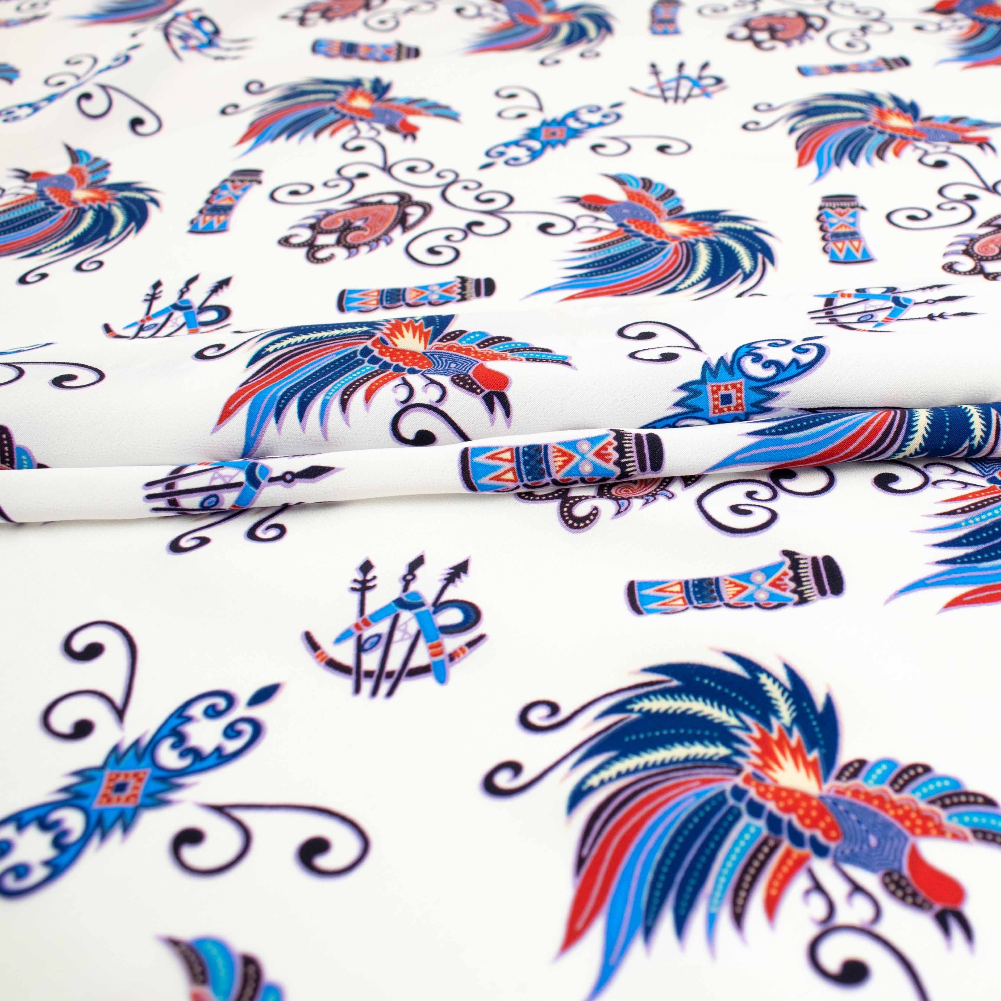 Sahara Printed Crepe Design-664 Blue Birds on White