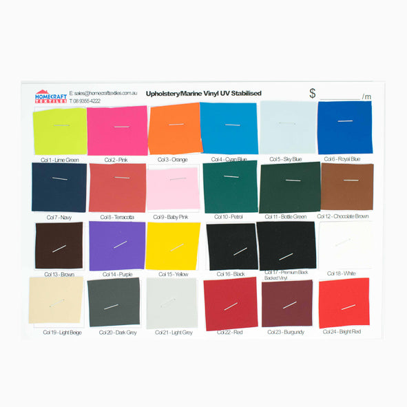 Upholstery/Marine Vinyl UV Stabilised Sample Book