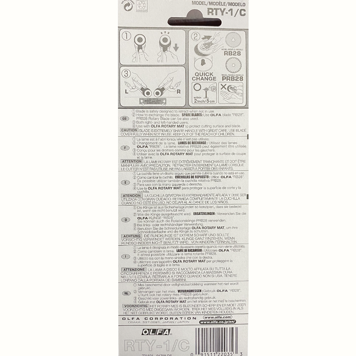 OLFA 28mm Rotary Cutter Stainless Steel Blade