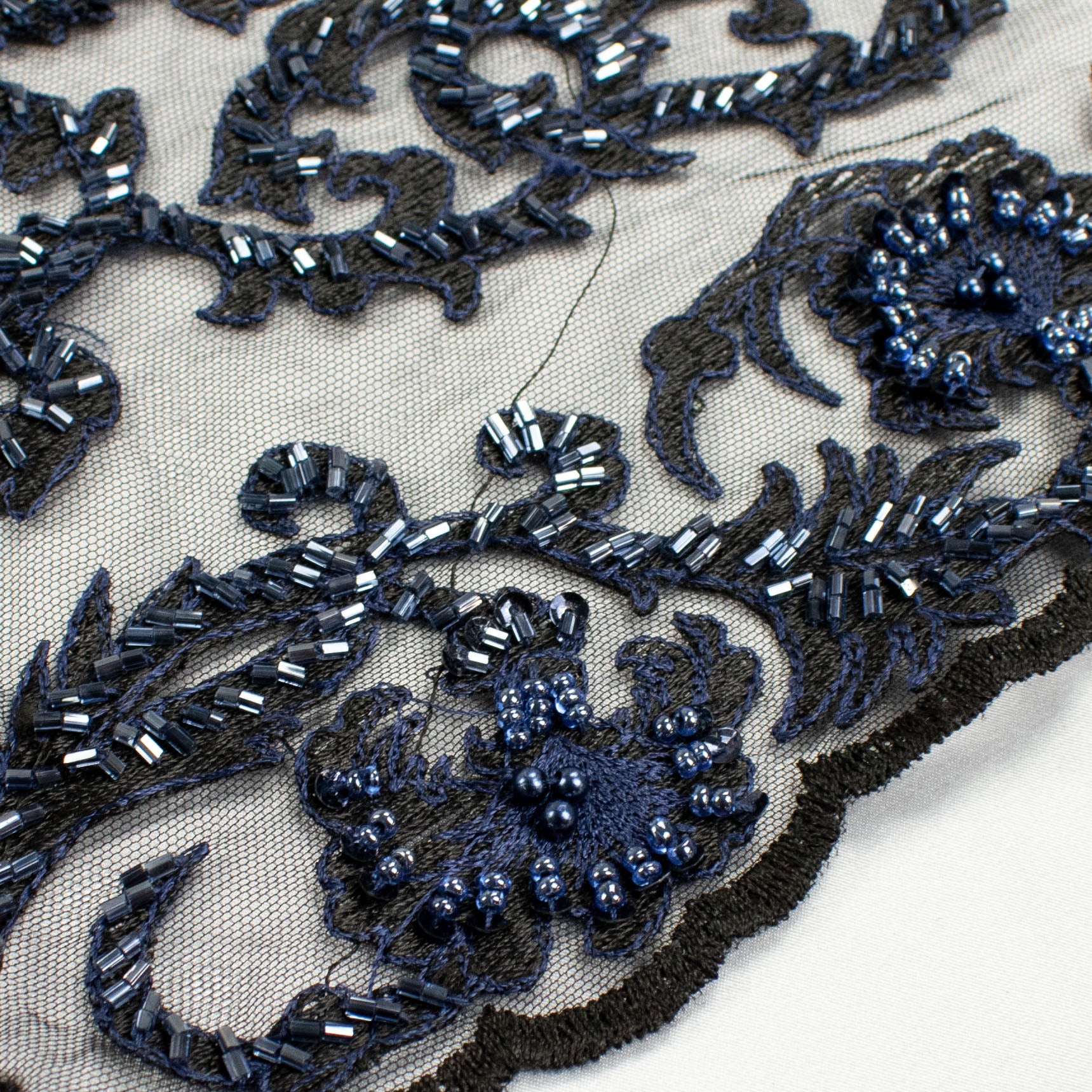 Seed Pearl Sequin Chantilly Lace Navy