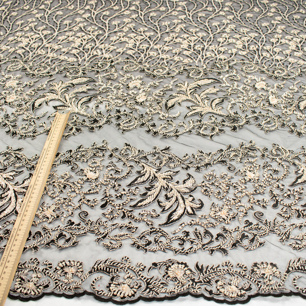 Seed Pearl Sequin Chantilly Lace Cream
