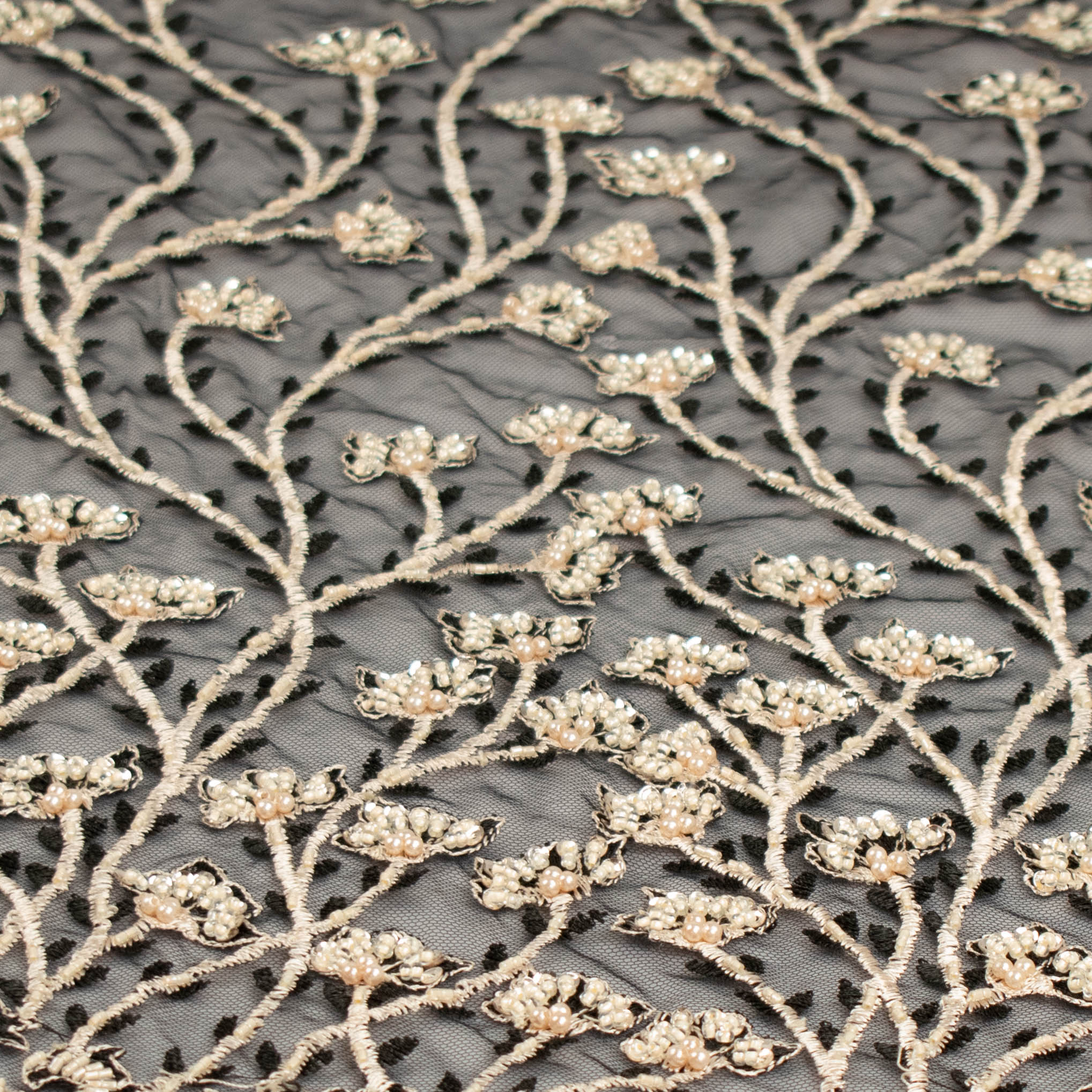 Seed Pearl Sequin Chantilly Lace Cream