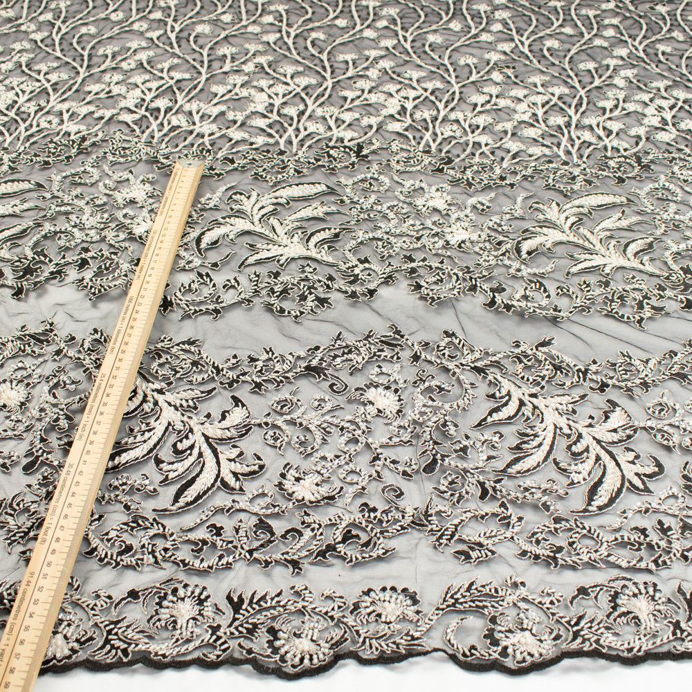 Seed Pearl Sequin Chantilly Lace White