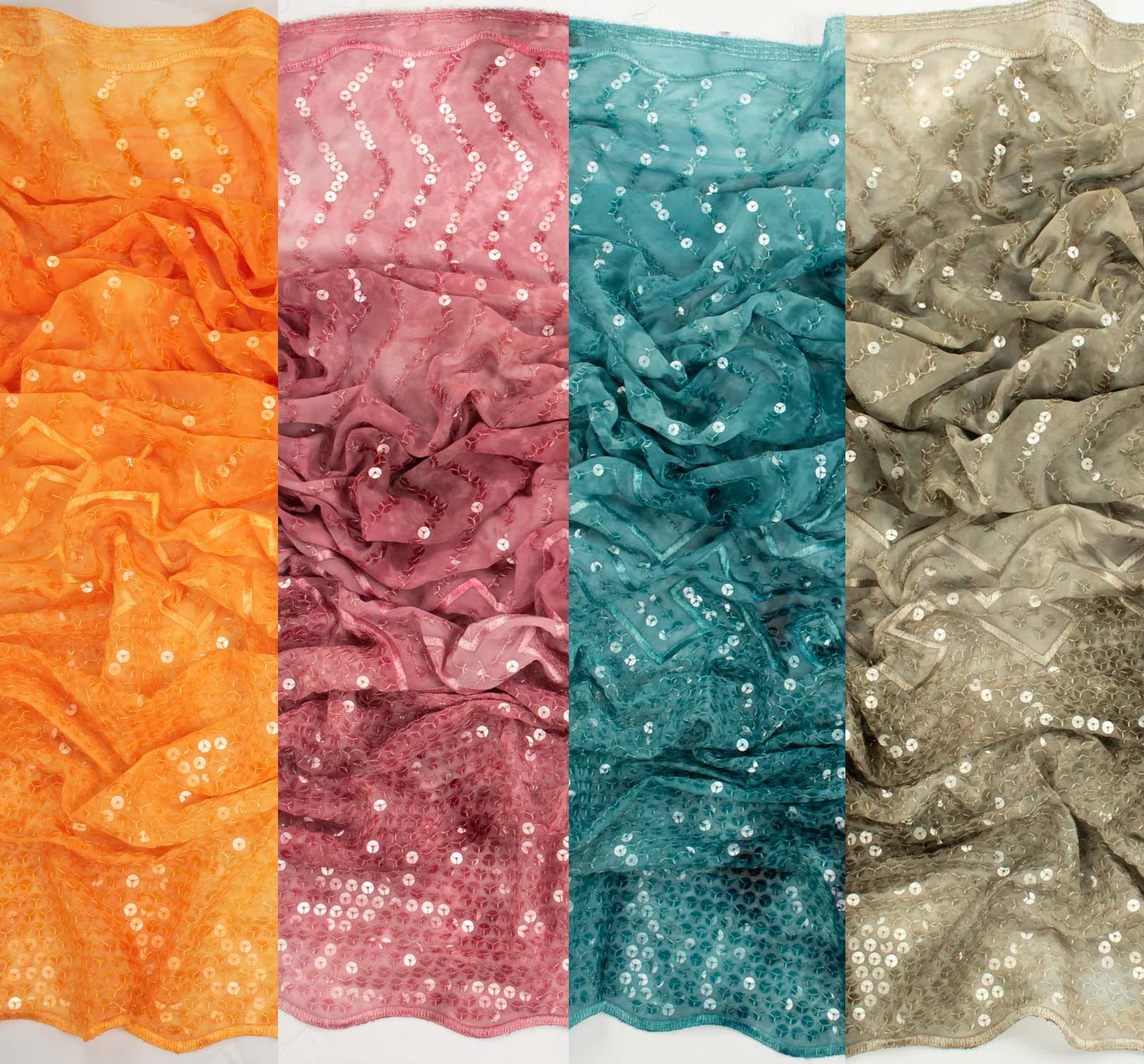 Ombre Embroidered Sequin Chiffon