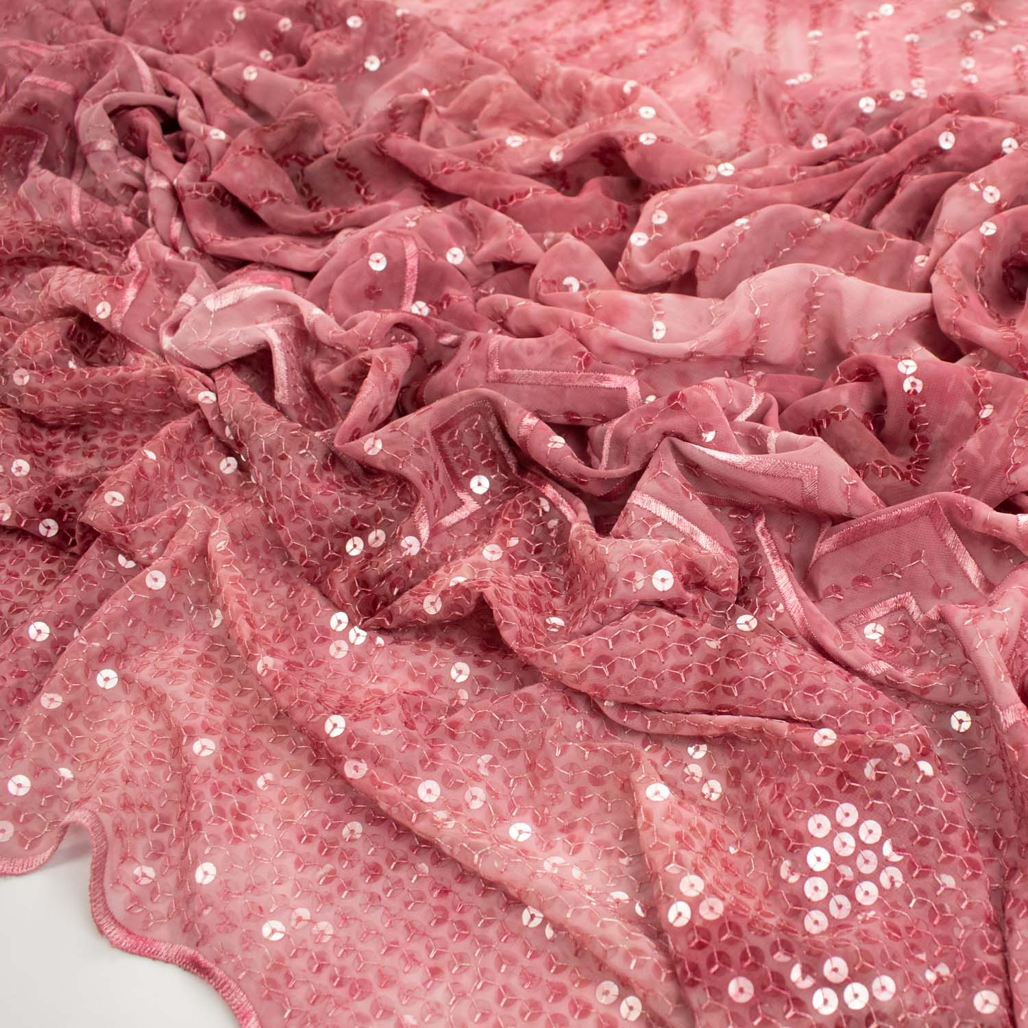 Ombre Embroidered Sequin Chiffon