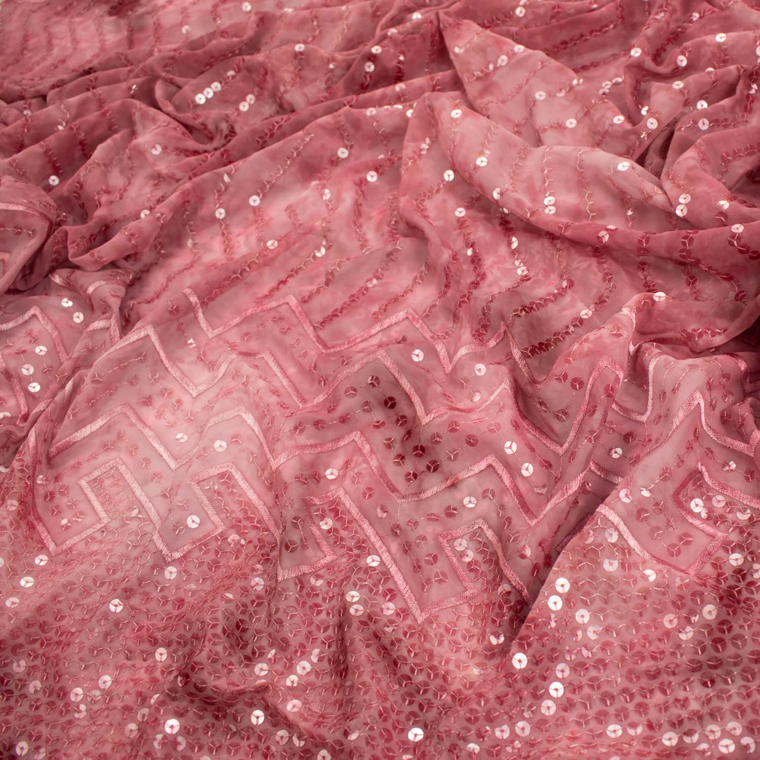 Ombre Embroidered Sequin Chiffon