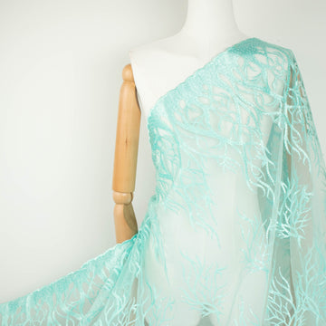 Sequin Coral Embroidered Lace Mint