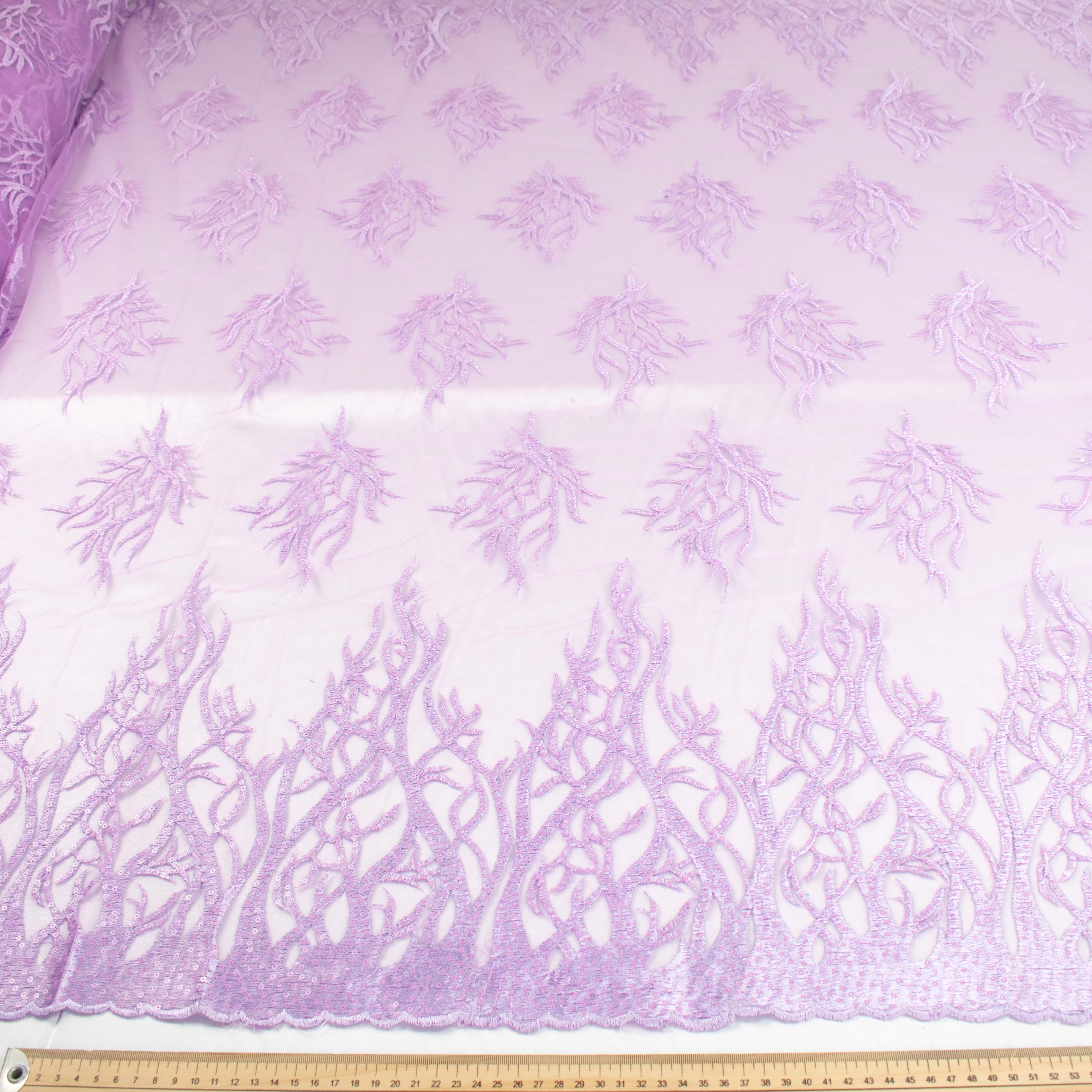 Sequin Coral Embroidered Lace Purple