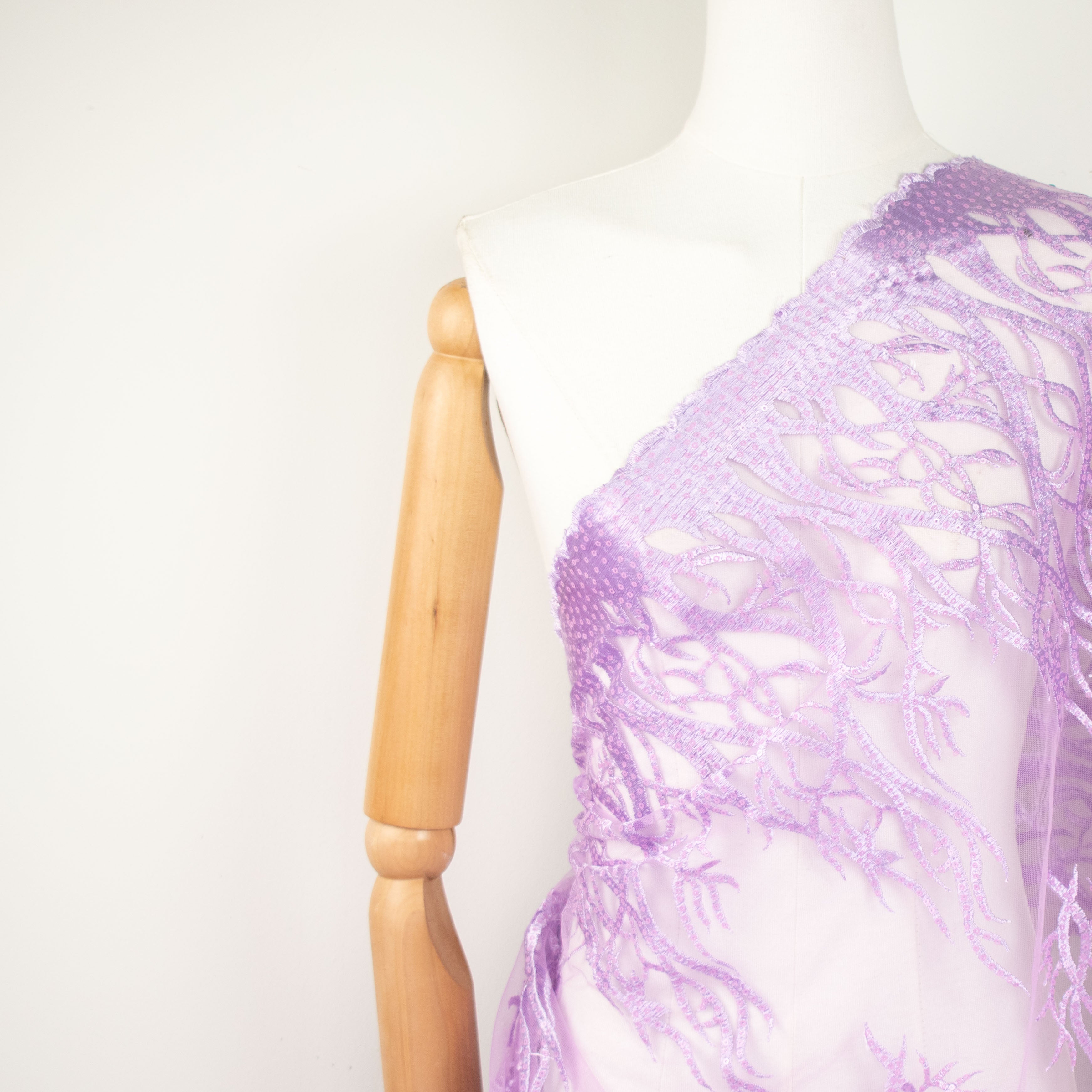 Sequin Coral Embroidered Lace Purple