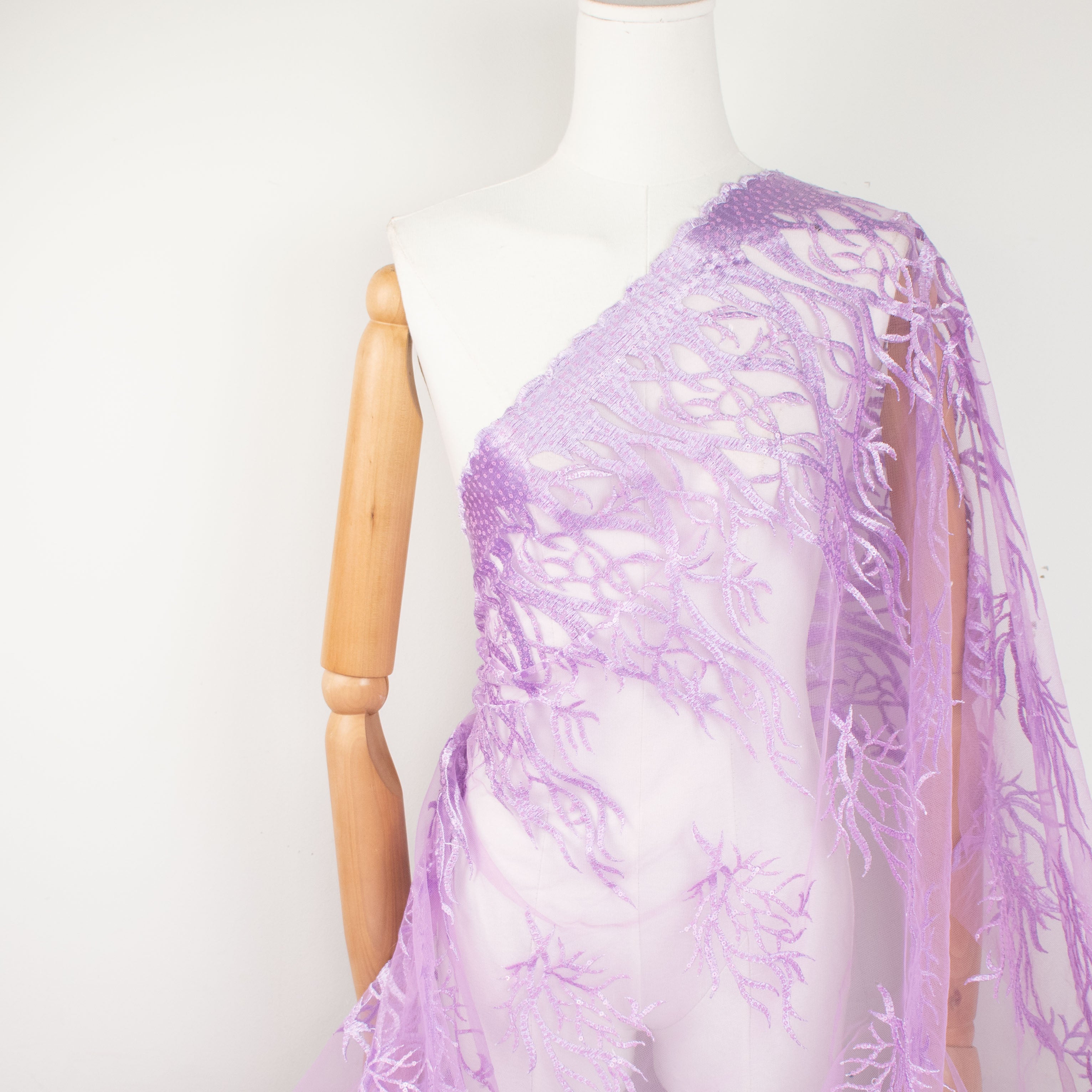 Sequin Coral Embroidered Lace Purple
