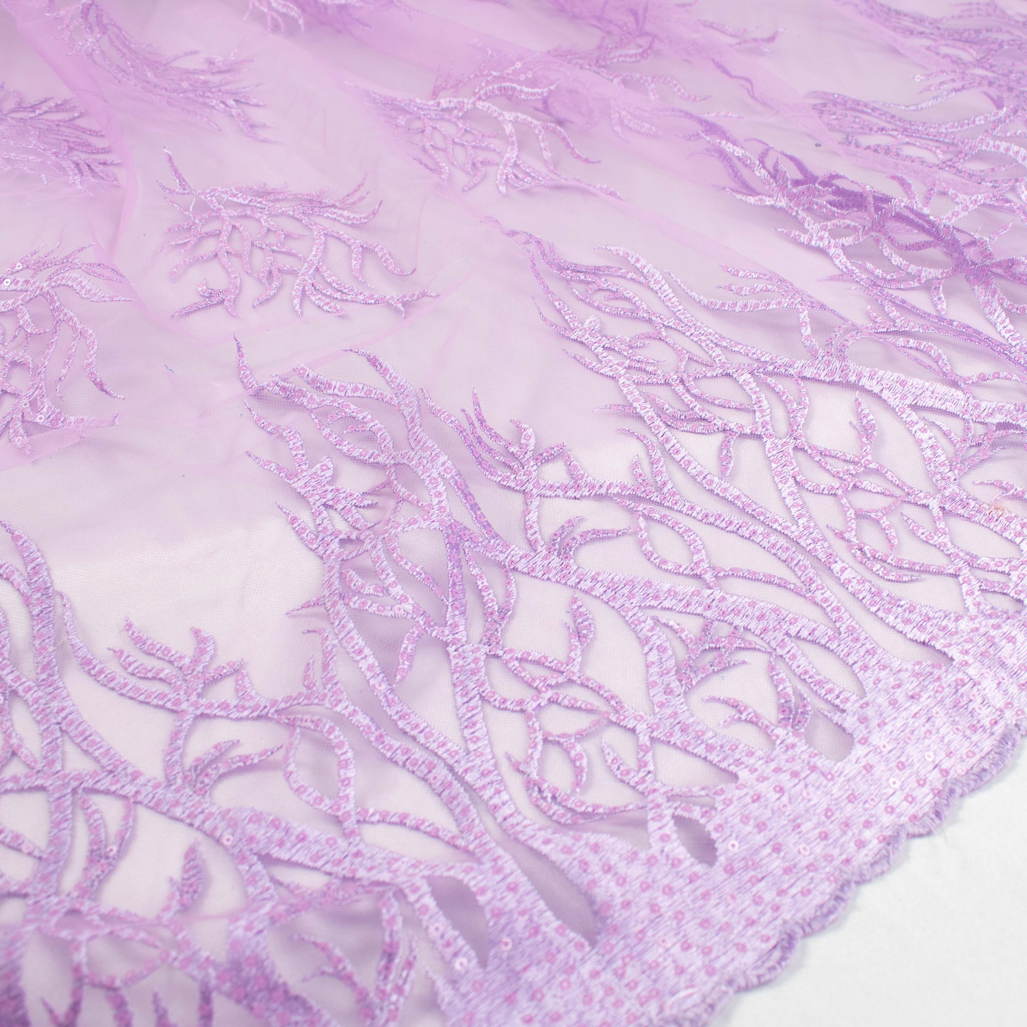 Sequin Coral Embroidered Lace Purple
