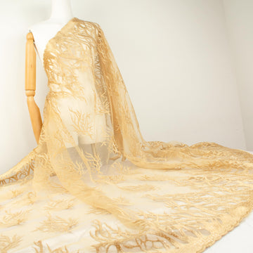 Sequin Coral Embroidered Lace Gold