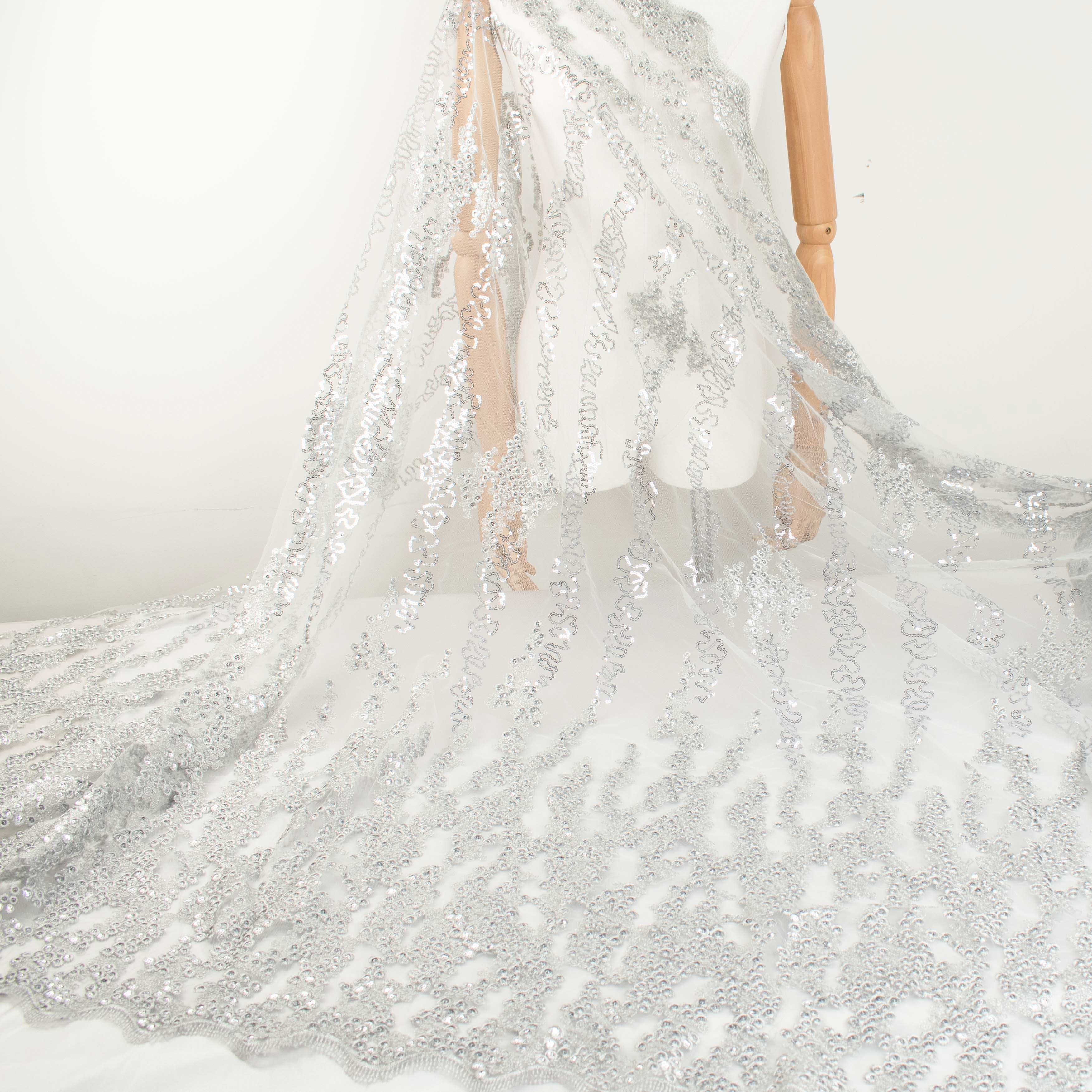 Sequin Embroidery Lace Silver