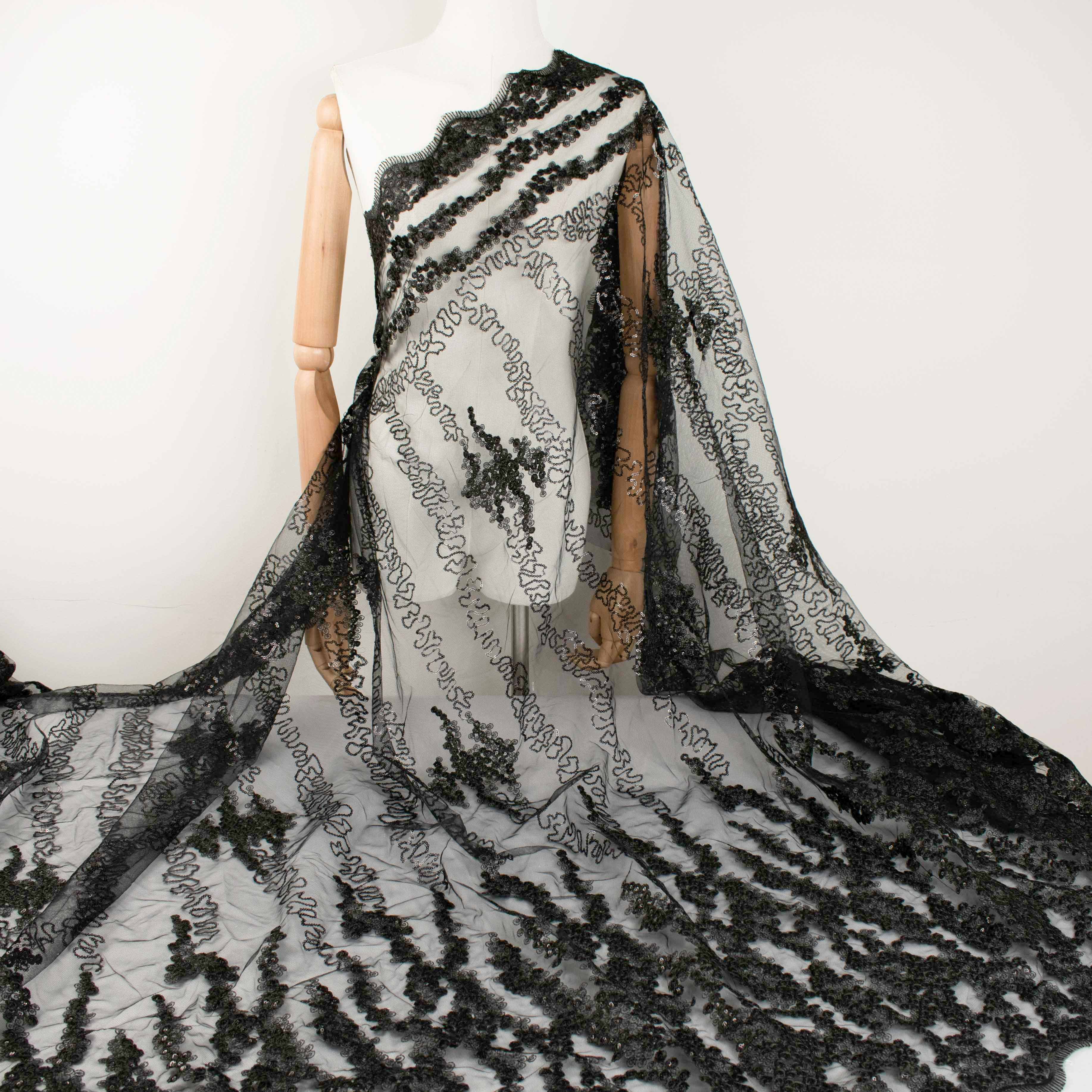 Sequin Embroidery Lace Black