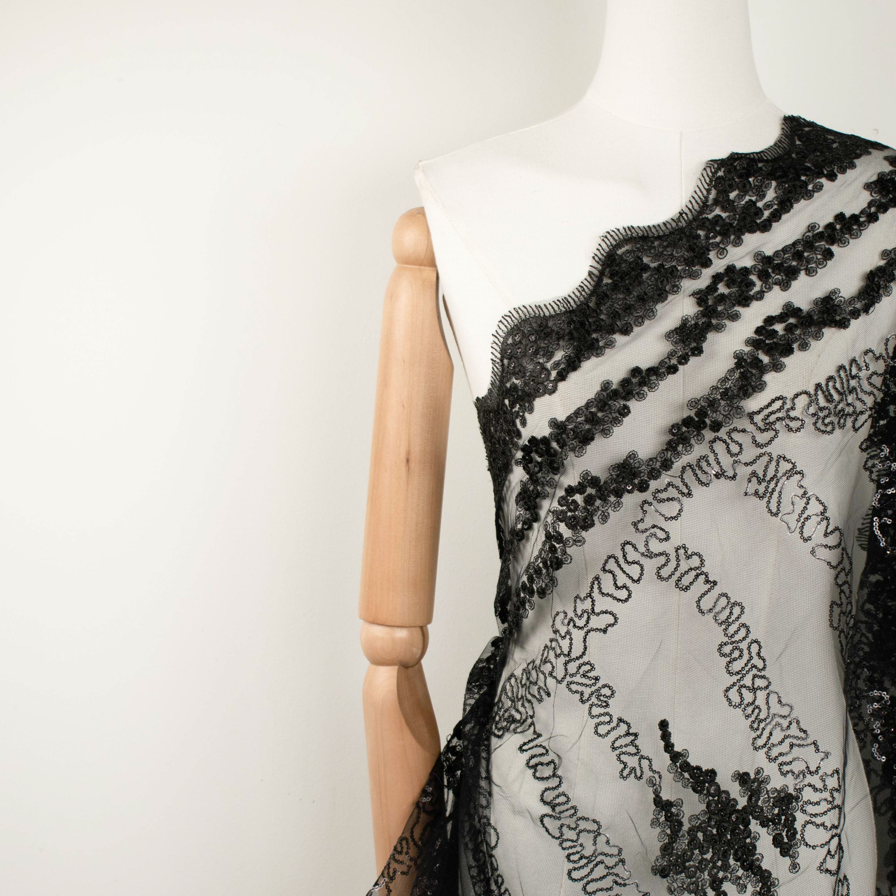 Sequin Embroidery Lace Black