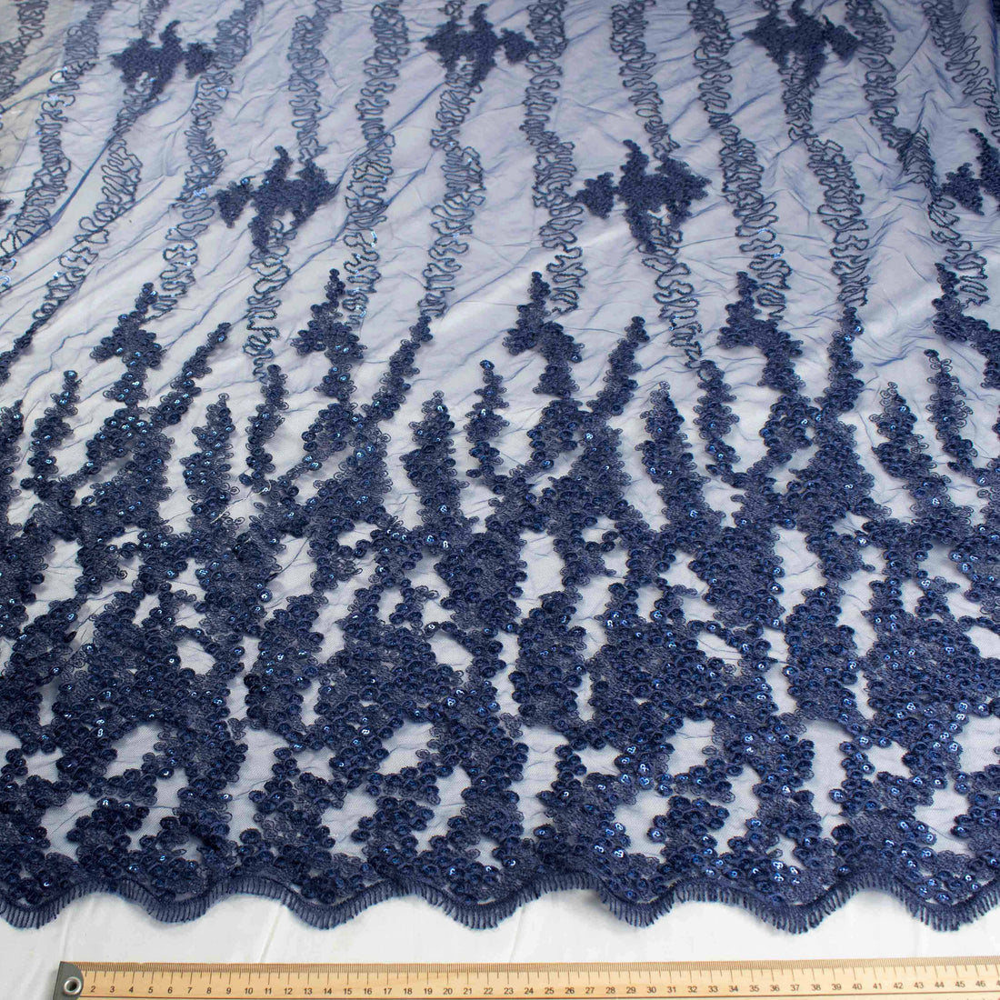 Sequin Embroidery Lace Navy