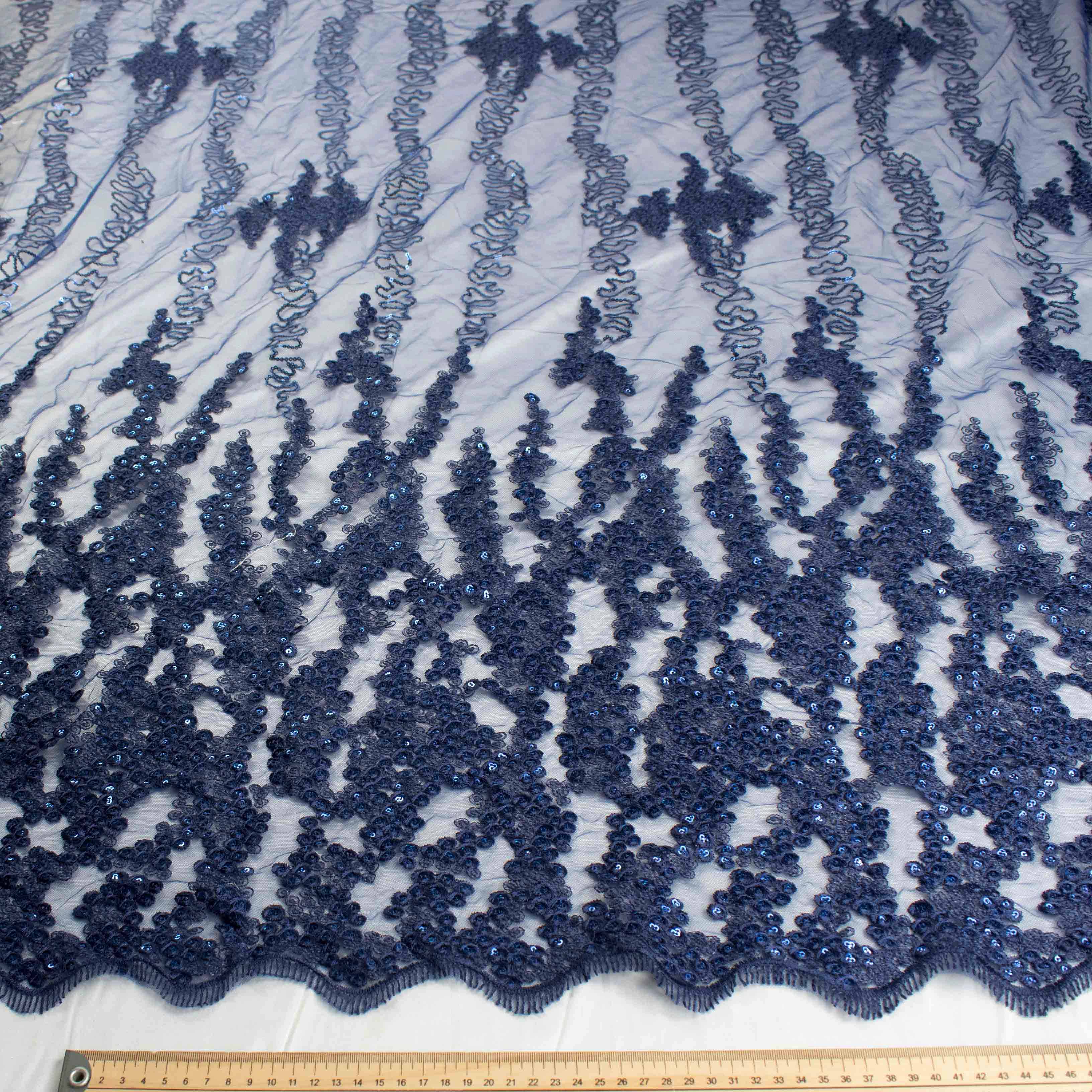 Sequin Embroidery Lace Navy