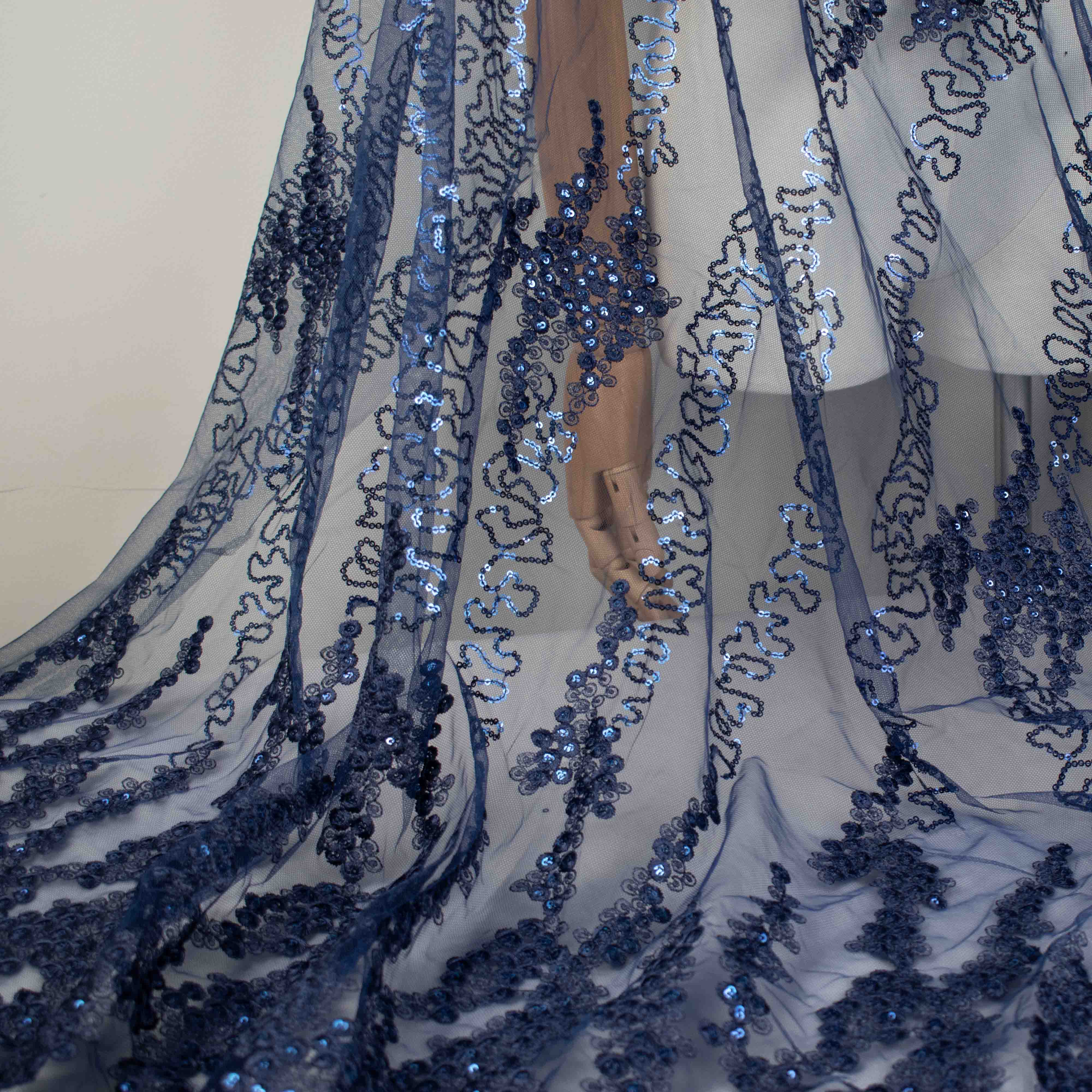 Sequin Embroidery Lace Navy